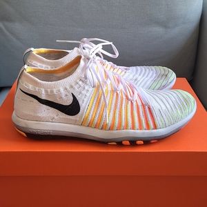 Nike Free Transform Flyknit Trainer | Sz 8.5 | White + Pride Month